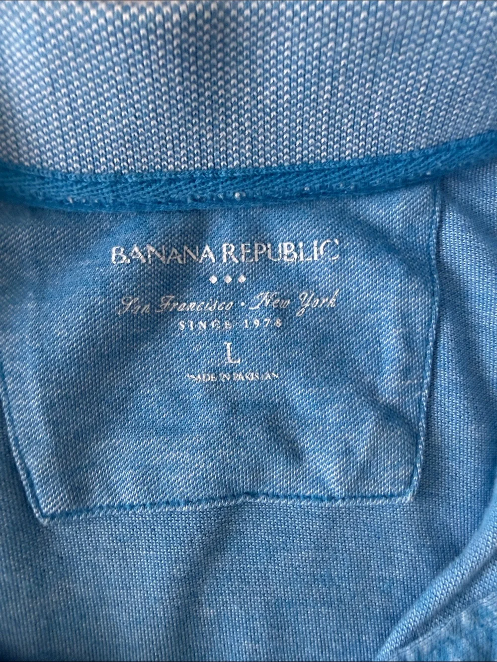 Banana Republic Light Blue Men's Polo with Elephant Logo